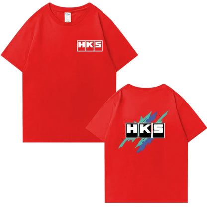 Japanese JDM Improved HKS Endless Car Graphic short sleeve t-shirts Cotton Men Women Oversized Tee shirt Double Sided Unisex Top