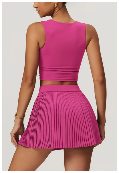 Two piece women's yoga sports skirt, hip hugging slimming, outdoor fitness tennis skirt, sun protection yoga skirt
