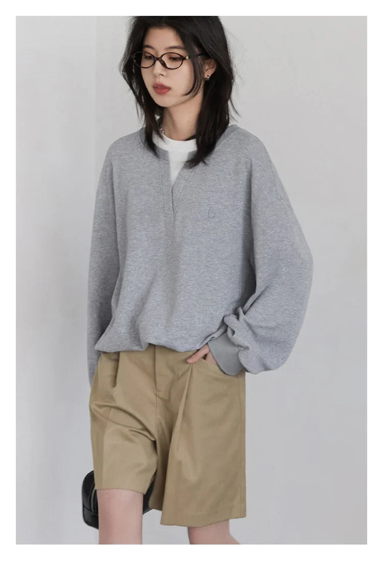 Korean Women Sweatshirts Loose Casual New Contrast Splicing Hoodie Female Top Woman T Shirt Pullover Spring Autumn 2025