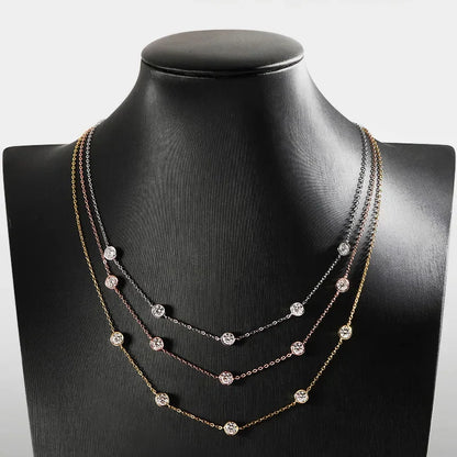 D VVS1 Moissanite Necklace for Women Sterling Silver with GRA Clavicle Chain Plated 18K White Gold Wedding Fine Jewelry