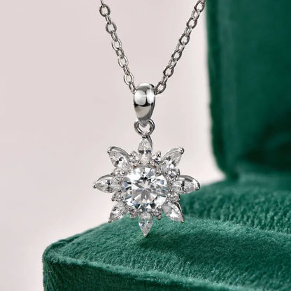 GRA Certified 6.5mm Round Moissanite Delicate Snowflake Pendant Necklace for Women 14K Gold Filled Fine Jewelry Gifts