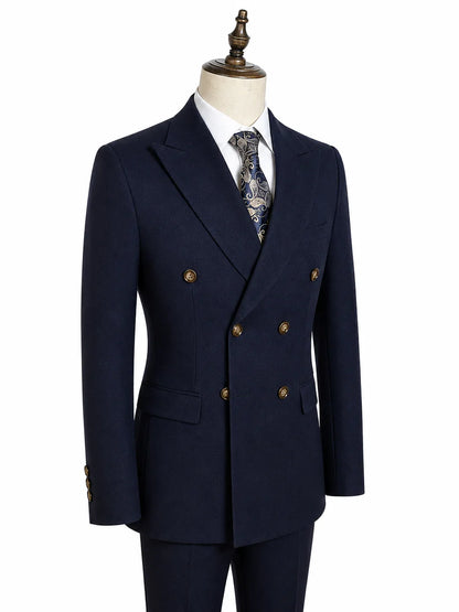 Dark Blue High Quality Luxury Men's Suit 2 Piece Set Wedding Groom Suit for Men Stylish Business Office Suit