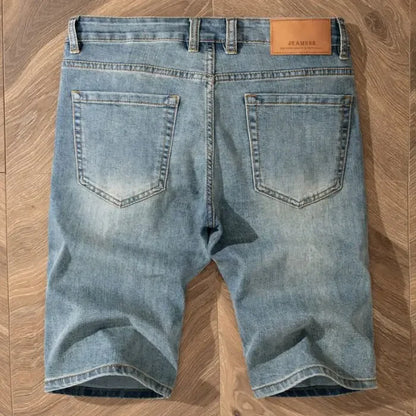 2025 Summer Brand Stretch Thin Bermuda Masculina Cotton Denim Jeans Jorts Men Knee Length Soft Ropa Hombre Shorts