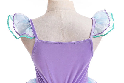 Halloween Costume Mermaid Dress Girl Ruffles Shell Fishtail Frocks Ariel Fantasy Luxury Princess Gown Children Fancy Fairy Dress