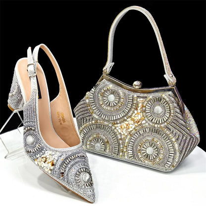 Elegant Italian Design Women's Party Shoes With Matching Handbag - Perfect for Hot African Weddings Stylish Heels and Bag Set