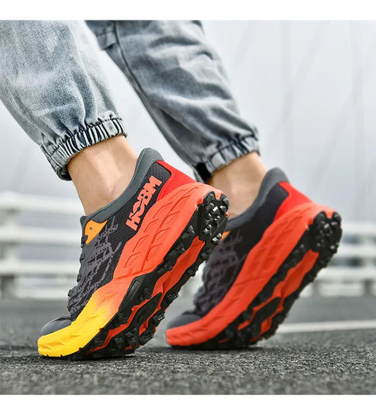 Men's Marathon Shoes Running Shoes Breathable High elasticity Cushioning Male Lightweight Sports Shoes Fitness Training
