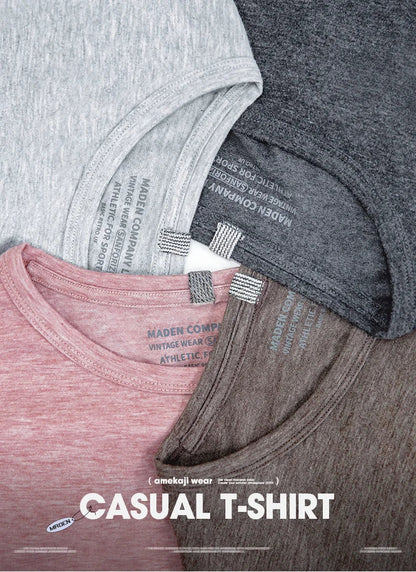 Casual Breathable Blended Short Sleeve T-shirt for Men's Summer Crew Neck Lightweight Basic Tees Versatile Loose Fit Tops