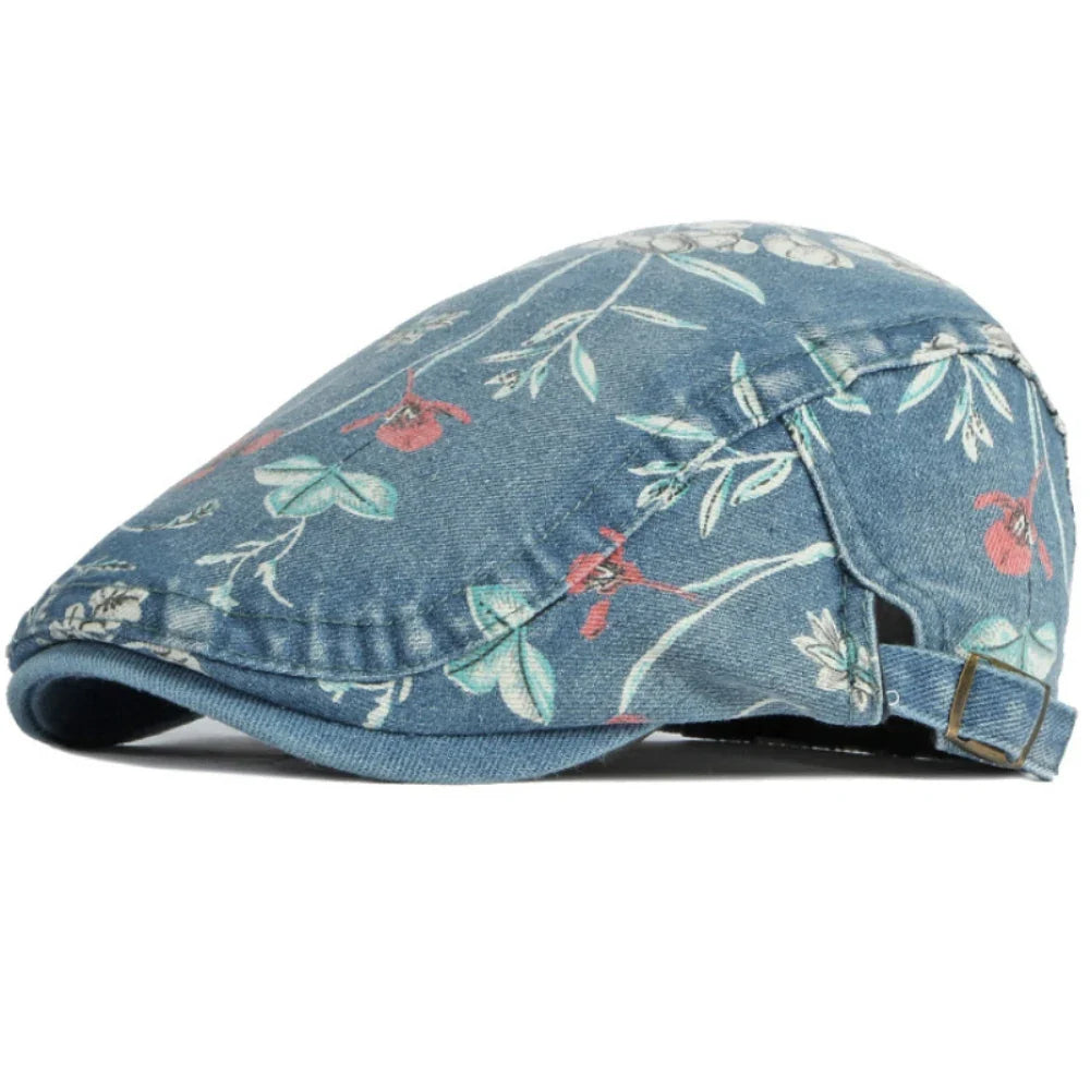 Beret Cap Spring Summer Autumn Men Women Cap Male Female Floral Artist Painter Beret Hat Denim Flat Cap Octagonal Berets