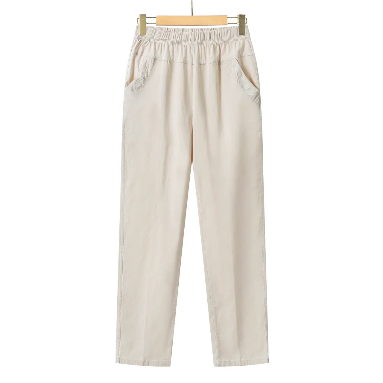 Summer Casual Washed Cotton Women's Plus Size Pants 2025 Elastic Waist Office Casual Outdoor Trousers Breathable Cool Clothing