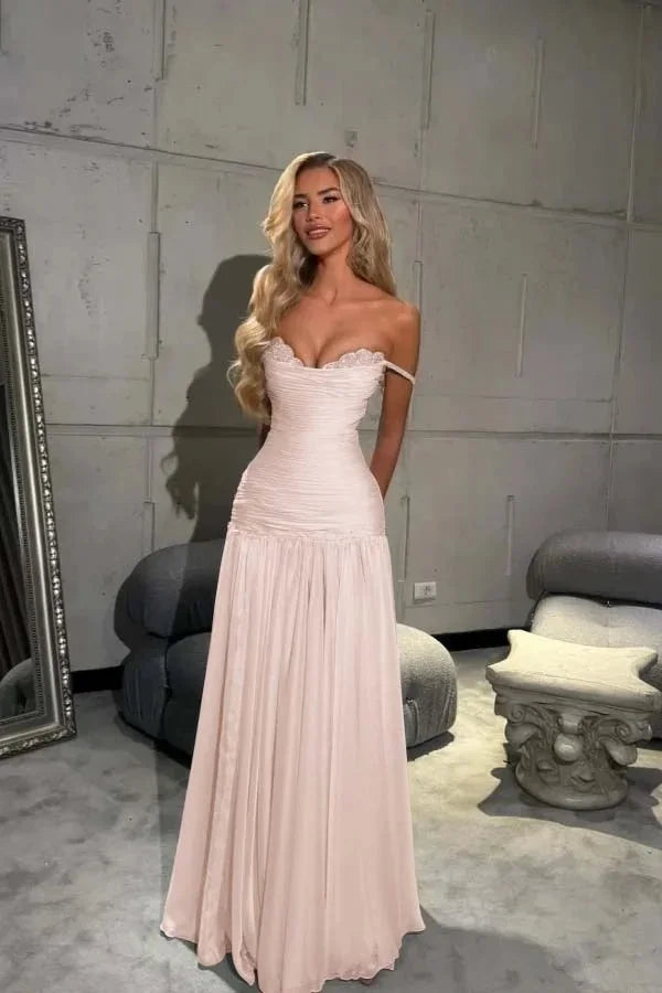 Blue Chiffon Evening Dress Off The Shoulder Mermaid Party Dresses Appliques Prom Dresses 2026Customized شارون سعيد