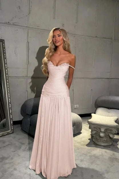 Blue Chiffon Evening Dress Off The Shoulder Mermaid Party Dresses Appliques Prom Dresses 2026Customized شارون سعيد