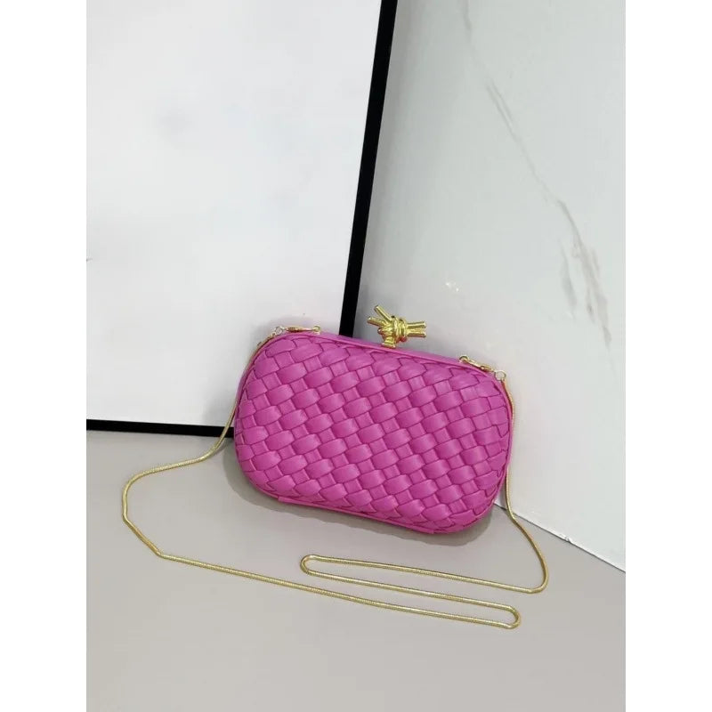 Elegant Box Shaped Dinner Clutch Crossbody Bag for Women Fashionable Chain Strap Handbag Retro Style Leather Handbag