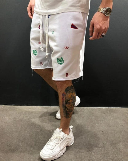 Mens Skinny Cotton Sporting Running Shorts Streetwear Bodybuilding Embroidered Fitness Short pants Jogger Gyms sport Shorts