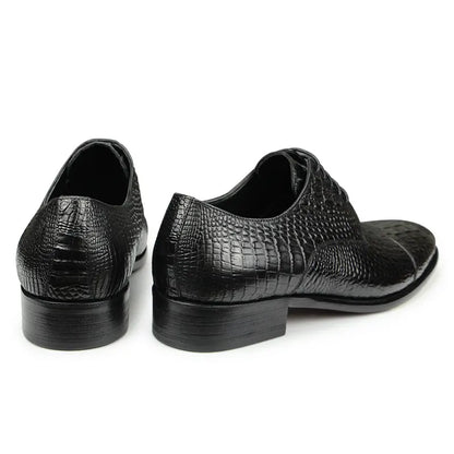 Luxury Crocodile Pattern Genuine Leather Shoes Handmade Men's Vintage Casual Leather Shoes Custom Pointed Toe Oxford Dress Shoe