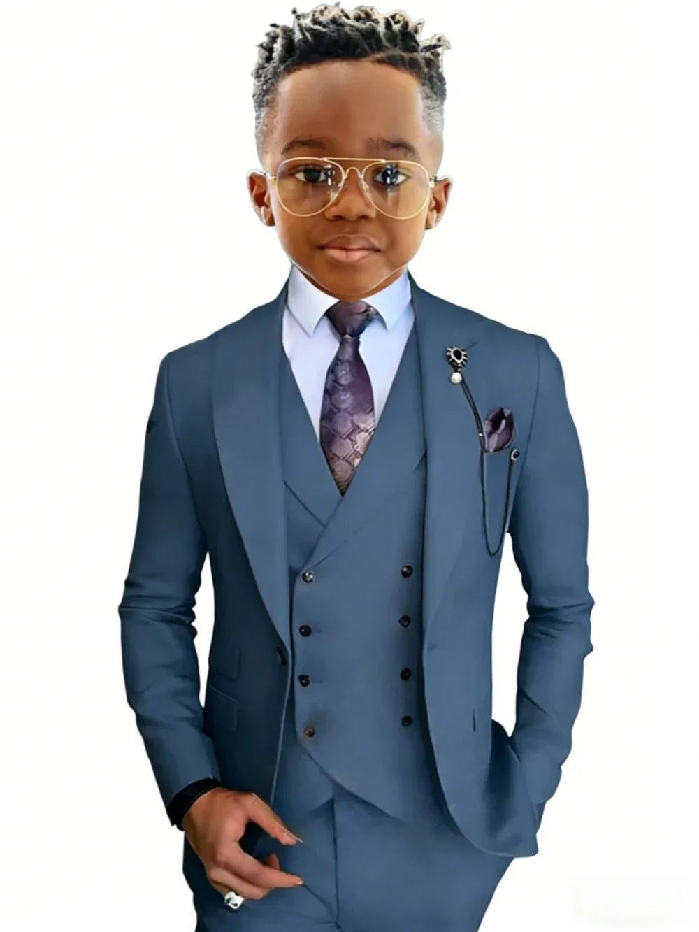 Stylish Kids Suit Set 3 Pieces Wedding Ring Bearer Outfit High Quality Boys Slim Fit Suits Birthday Party Wear Plus Size