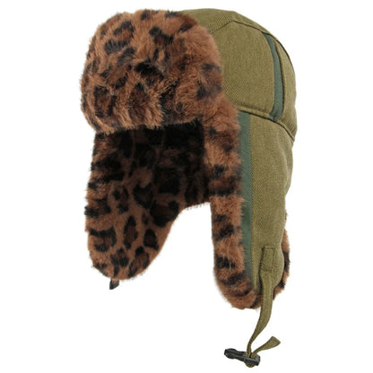 Bomber Hat Men Women Thick Warm Winter Hat Leopard Fur Earflap Cap Male Female Russian Hat Windproof Snow Ski Trapper Cap