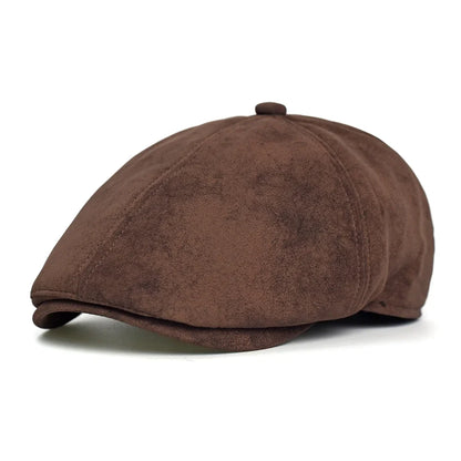 Autumn Winter Faux Leather Cap Newsboy Cap Hat Men Women Casual Beret Solid Cap PU  Leather Flat Caps Vintage
