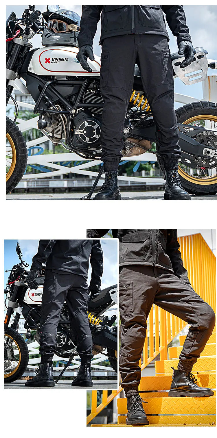 Men's Motorcycle Pants Winter Plus Fluff Warm Windproof Splash-proof Water Riding Trousers With CE Protective Accessories