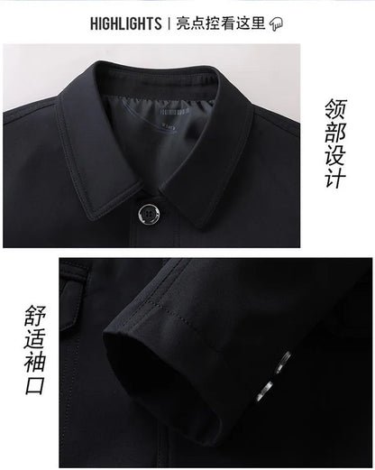 Men's Turn-down Collar Button Jacket Business Casual Outerwear for Male
