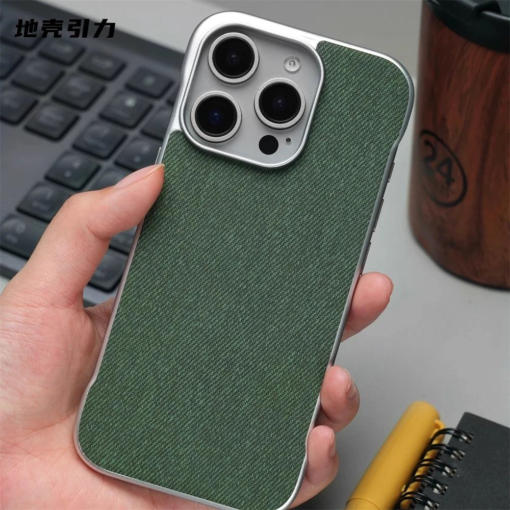 Ultra Thin Frameless Cloth Texture Magnetic Case For iPhone 17 Air 16 Pro Max 15 14 MagSafe Wireless Charge Borderless Hard Cove