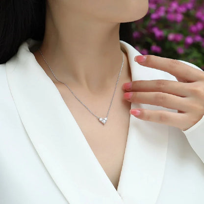 4mm Princess Cut Moissanite Necklace 925 Sterling Sliver Chain Plated 18k White Gold Heart Necklace for Women Jewelry