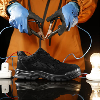 Fashion 2025 Plastic Toe Summer Breathable Labor Shoes Composite Toe Cap Indestructible Work Safety Boots Sneakers Male Footwear