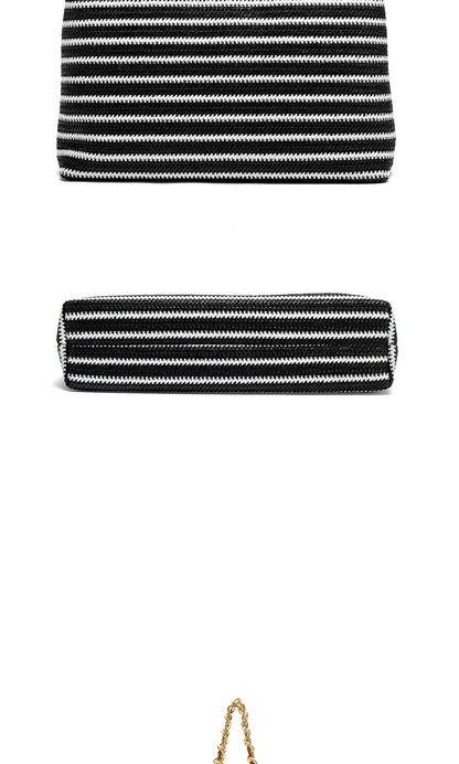 Fashion Classic Retro Stripe Women's New Chain Bag Large Capacity PP Material Women's Shoulder Bag