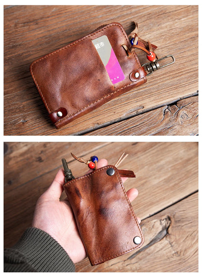 GURO High Quality Genuine Leather Key Bag Men Women Waist Hanging Car Key Case Organizer Multifunctional Card Holder Coin Purse