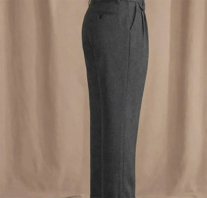 Elegant Men’s Herringbone Suit Pants Vintage British Style Casual  Trousers Tailored Formal Pants