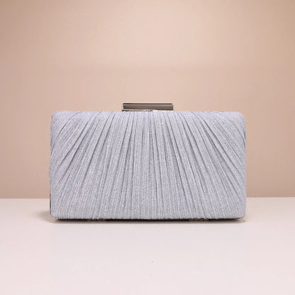 Fashion Women Clutch Bags Ruched Casual  Lady Evening Bags Golden Metal Chain Handbags Bling Sequined Banquet Dinner Prom Holder