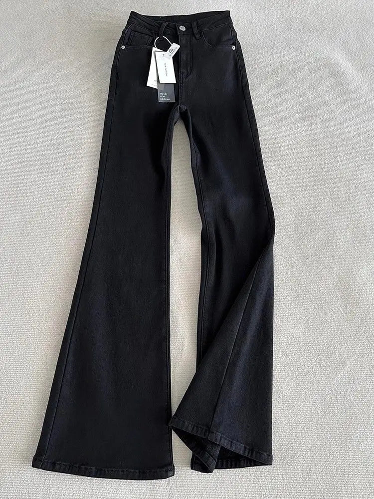 Y2K Loose Jeans Women Casual Trousers Baggy Denim Pants for Ladies Soft Stretch Waist Winter Thermal Fleece Lined Comfort Fit