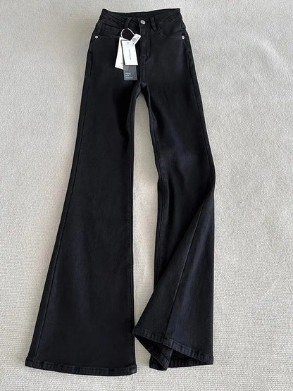 Y2K Loose Jeans Women Casual Trousers Baggy Denim Pants for Ladies Soft Stretch Waist Winter Thermal Fleece Lined Comfort Fit