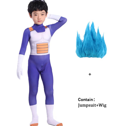 Kids Adult Blue Vegeta-boy Cosplay Costume Goku Costume Suit Superhero Jumpsuit Finery Dress Up