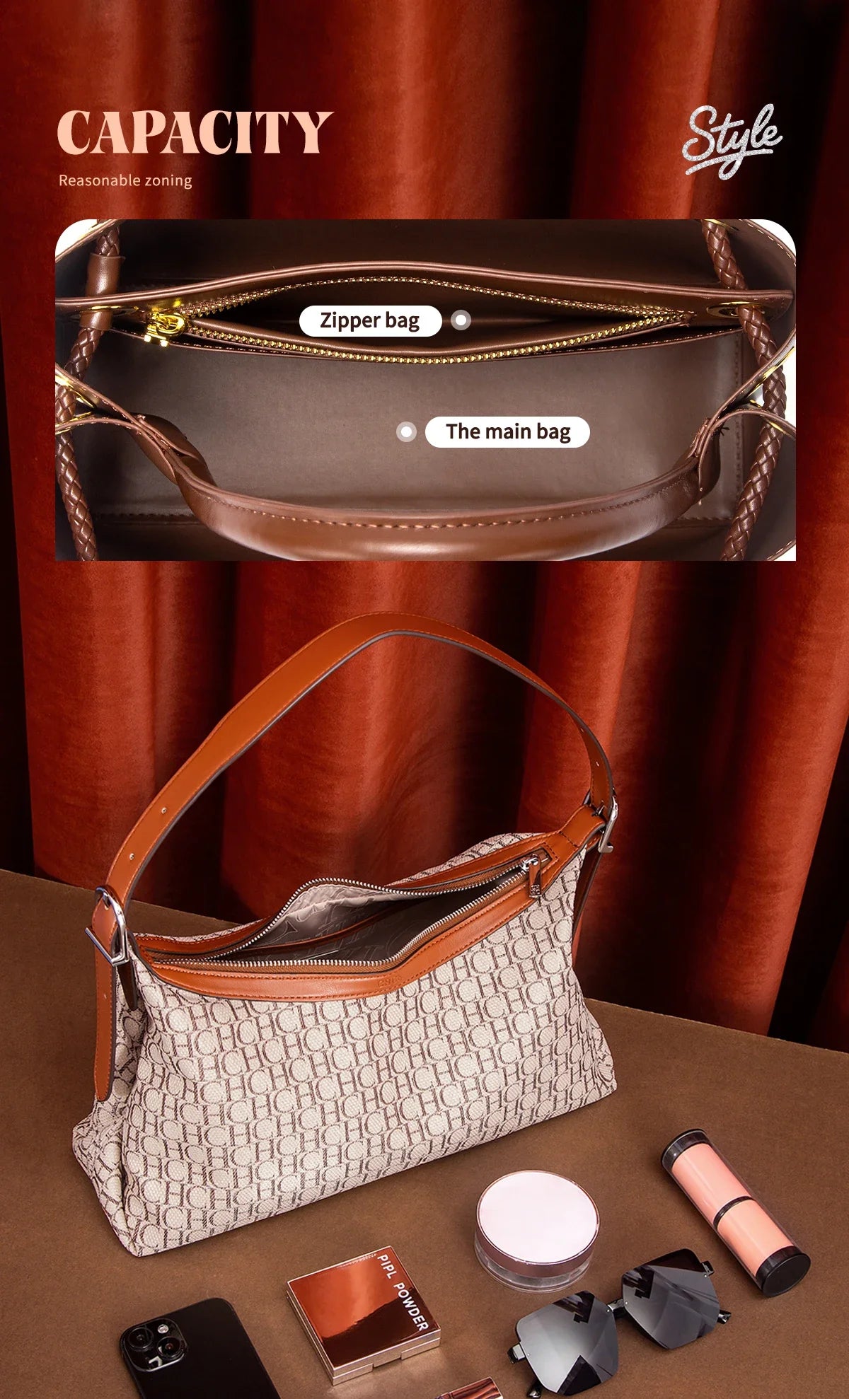 Fashion Classic Business Commuter Large Capacity Solid Color Women's New 2025 Shoulder Bag Luxury Design Women's Handbag