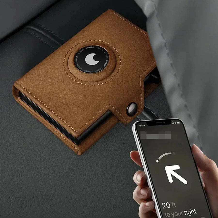 Men's RFID Blocking Wallet with Coin Pocket Airtag Wallet