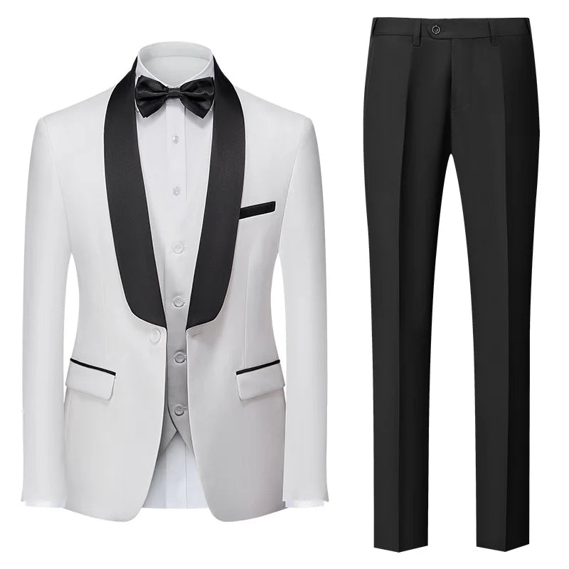 Red Men's Suit 3 Piece, Wedding Party Dress Jacket with Pants Vest, Blue, Green, Gray, Black Available, Asian Size M-5XL 6XL