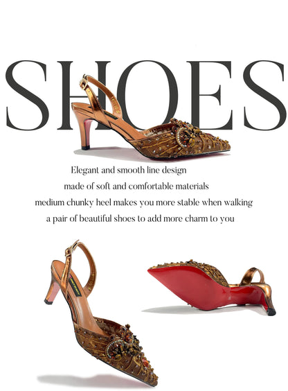 Women High Heel Party For Purple Color Shoes and Bag Set Rhinestone Handbag Italian Design Wedding INS 2025