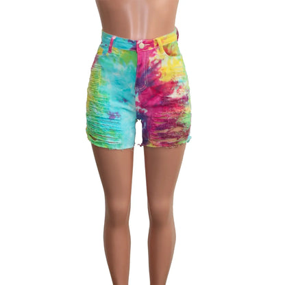 shorts women shorts hole denim high waist sexy print wholesale dropshipping