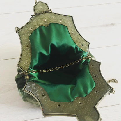 Lost In Vintage Velvet Fabric Soild Purse Metal Frame Kiss Lock Evening Clutch Nickel Farmyard Accessory for Evening Wear Party