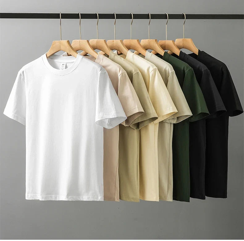 8.1Oz 230gsm Men's Pure Cotton T Shirts 2025 Summer New Oversizes Solid Color T-Shirts for Men and Women Customizable