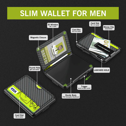 Portefeuille pour hommes - avec pince à billets, porte-cartes de crédit en cuir mince, blocage RFID, portefeuille minimaliste à deux volets