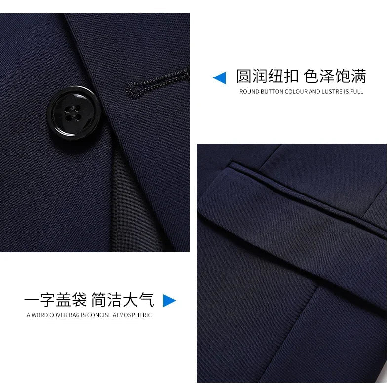 2026 New Arrival Men's Solid Navy Blue  black Blazer Single Breasted Formal Suit Jacket