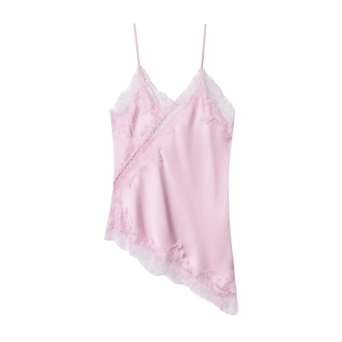 Sexy Women Asymmetrical Lace Slip Tops Summer Female Backless Sleeveless Off Shoulder Underwear Tanks Elegant Beach Camisole