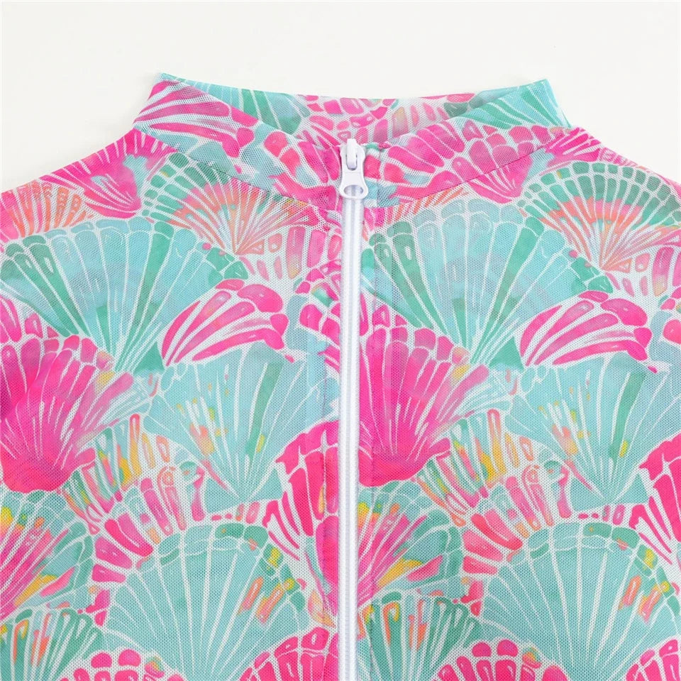 One Piece Sun Protection Swimwear 2026 Women Long Sleeved Print Swimsuit Female Sports Bathers Swimming Bodysuit Beach купальник