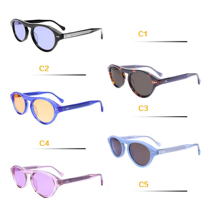 Vintage Black Acetate Sunglasses Women Retro Rivet Oval Sun Glasses Designer Engraved Shades UV400 Luxury Eyewear
