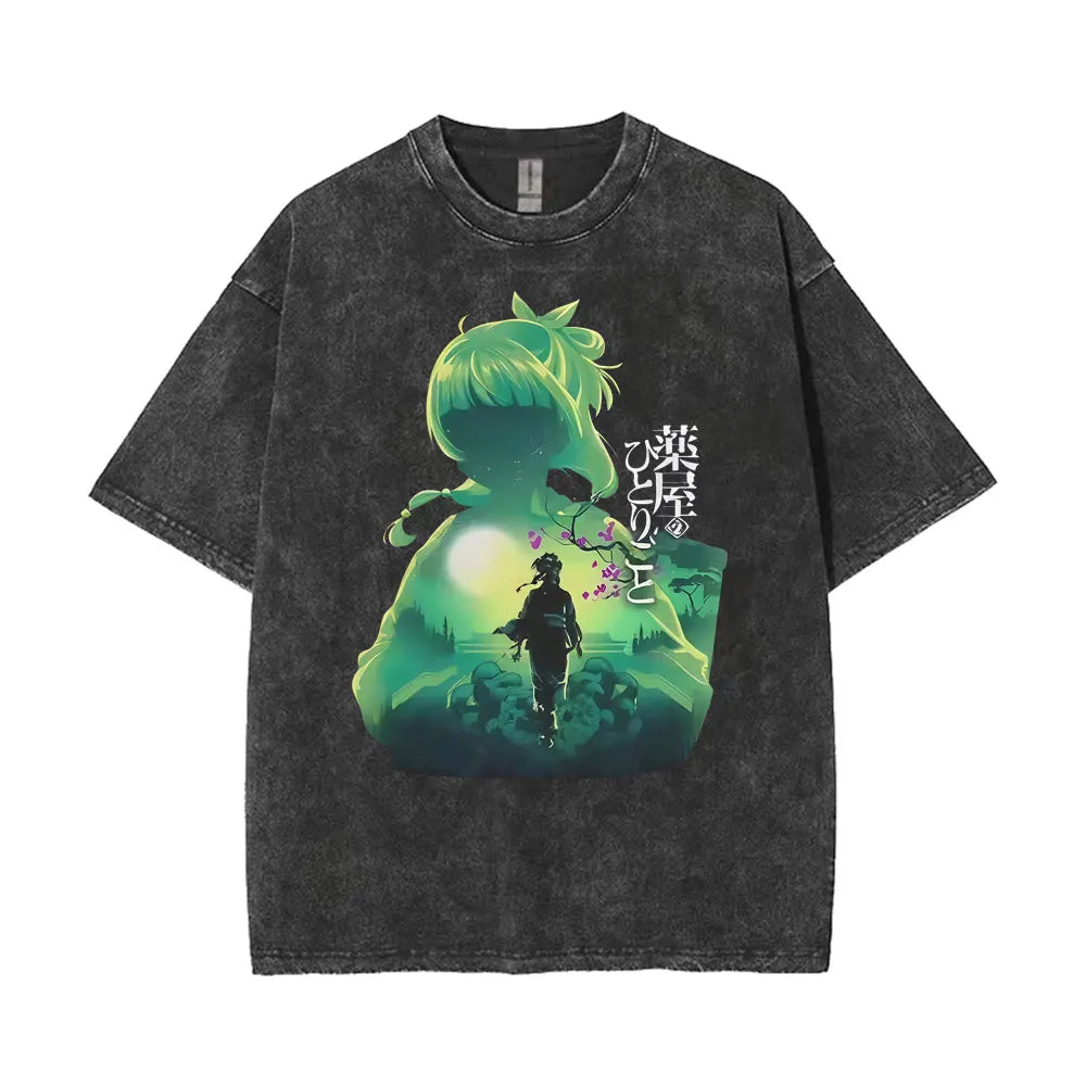 Mao Mao's Apothecary Diaries Anime Washed T-shirts Remedies Medicine Cartoon T Shirt Men Women Clothing Fashion Aesthetic Tshirt