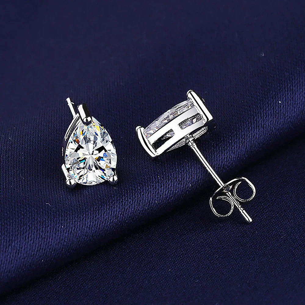 Waterdrop Solitaire Moissanite Stud Earring with Certificate 1-4CT Pear Cut Diamond Ear Studs S925 Silver Jewelry for Women Men