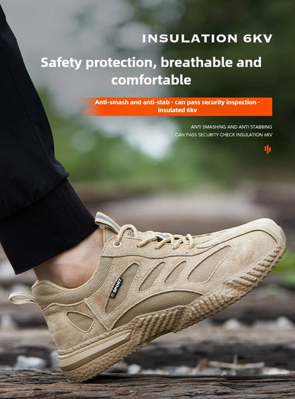 spring autumn light breathable work shoes mens work boots composite toe insulated shoes anti smash hard plastic toe safety shoes