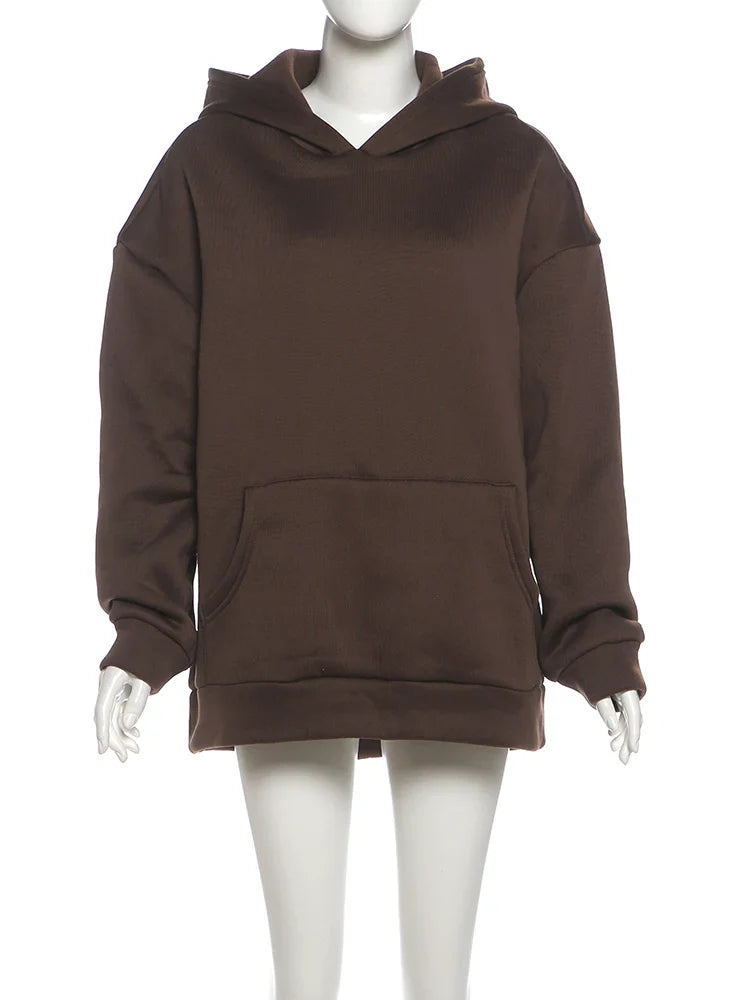 Hooded Harajuku Sweatshirt Women Autumn Trend Backless ShinyThrea Mesh Patchwork Casual Street Hipster Pulloverr