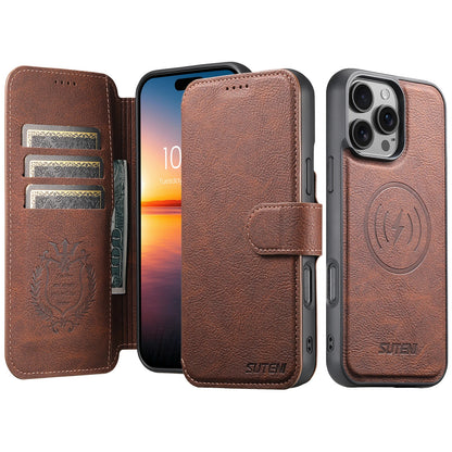 Faux Leather Wireless Charging Card Holder Stand Wallet Magnetic Flip Cover Phone Case For iPhone 17 Pro Max 16 Plus 15 14 13